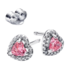 Aretes de Botón Corazón Rosa