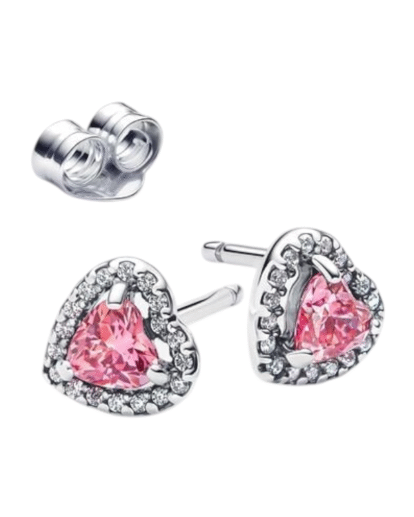 Aretes de Botón Corazón Rosa