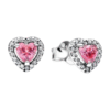Aretes de Botón Corazón Rosa