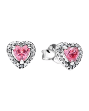 Aretes de Botón Corazón Rosa