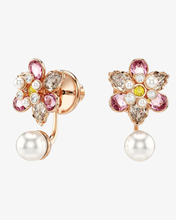 Swarovski Pendientes Flor de Cristal Rosa