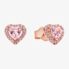 Pandora Pendientes Corazón Rosa Amor