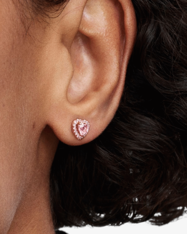 Pandora Pendientes Corazón Rosa Amor