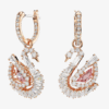 Swarovski Pendientes Cisne Rosa Glamour