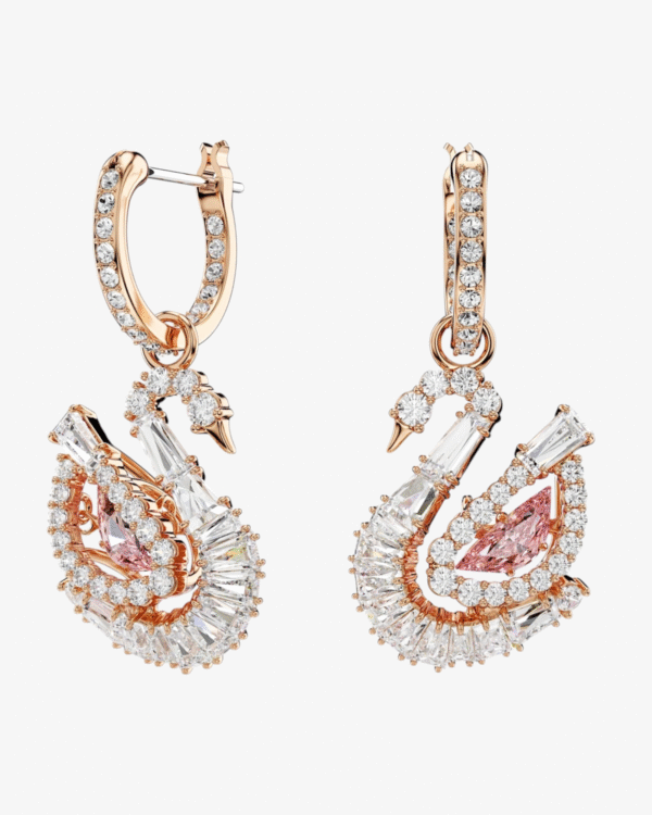 Swarovski Pendientes Cisne Rosa Glamour