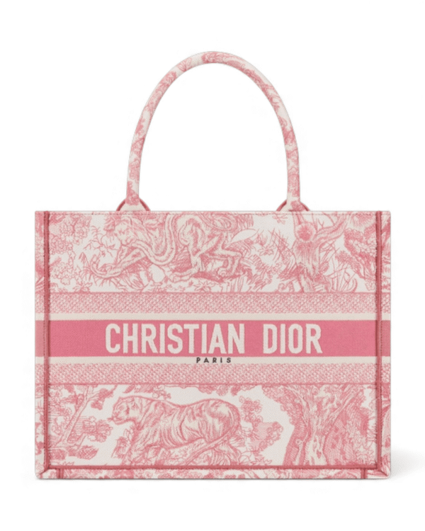 IMG_2864-1.png Dior bolso book tote toile de jouy crudo y rosa fucsia mediano, estampado ilustrado
