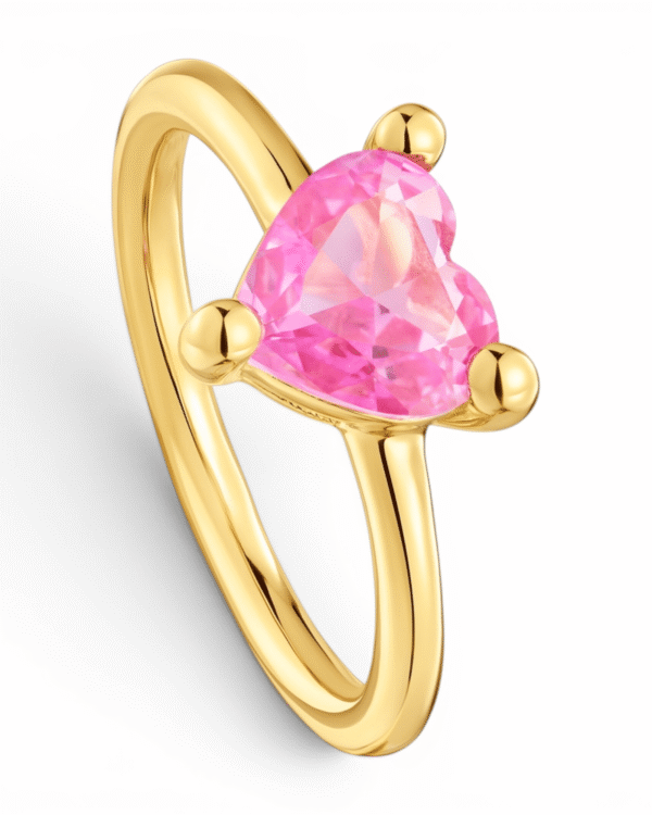 Tous anillo garden of love dorado, piedra rosa en corte corazon con garras