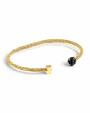 IMG_4256-1.png Tous brazalete icon mesh negro, cordon dorado tipo cuff con esfera de onix
