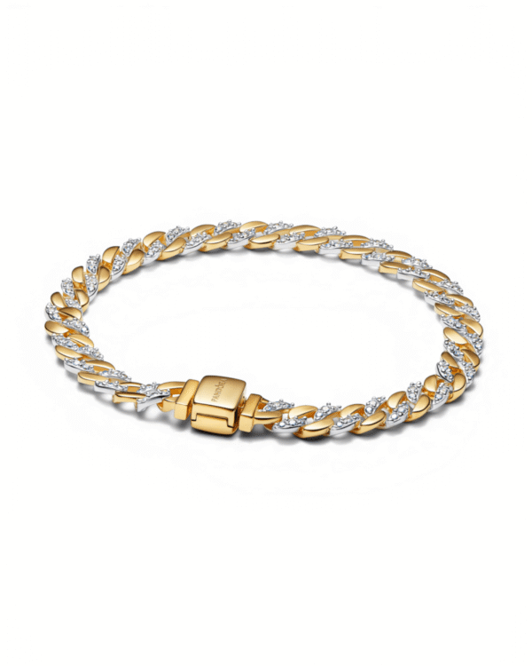 IMG_4279.png Pandora Brazalete Cubana Bicolor Pavé, eslabones en dos tonos con circonitas