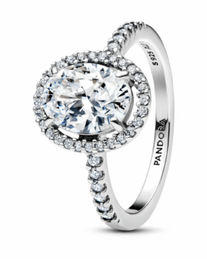 Pandora Anillo Halo Ovalado plateado