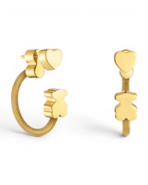 Tous aros icon mesh dorado, medio arco de malla con corazon y osito