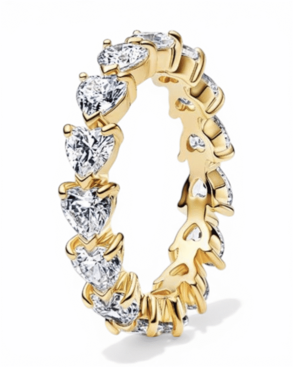 IMG_4318.png Pandora Anillo Eternidad Dorado, circonitas talla pera en banda continua