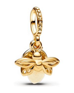 Charm Pandora dorado luciérnaga brilla en la oscuridad