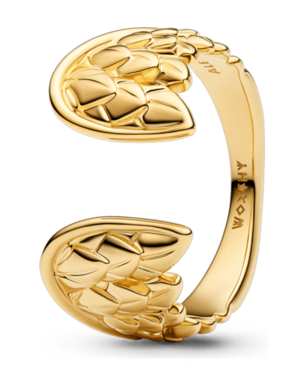 IMG_4473-2.png Anillo Pandora dorado banda abierta con alas de Thor