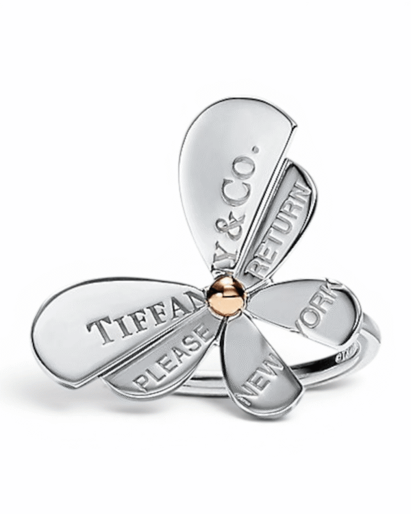Tiffany anillo return to tiffany mariposa plateado, diseño floral con acento dorado