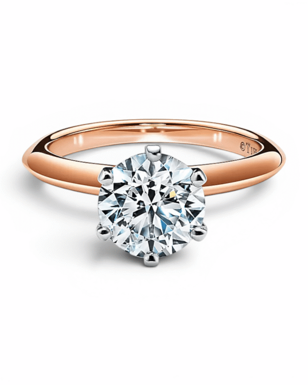 IMG_5310.png Tiffany anillo compromiso solitario rosegold, piedra central sobre banda rosada