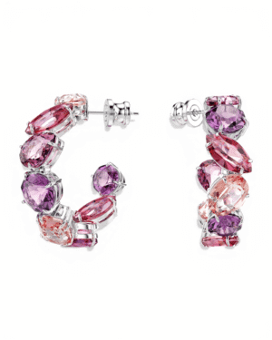 Aros Argolla Gema tonos rosas  – Swarovski