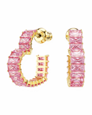 Aros Argolla Corazón Rosados – Swarovski