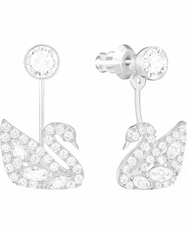 Aros Cisne largo Plateado – Swarovski