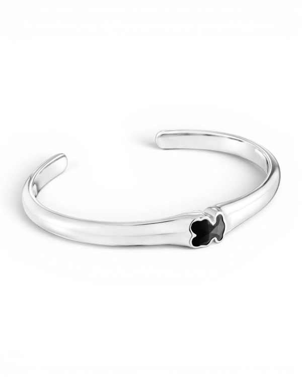 IMG_6763.png Tous brazalete esclava icon negro plateado, aro rigido con osito de esmalte oscuro