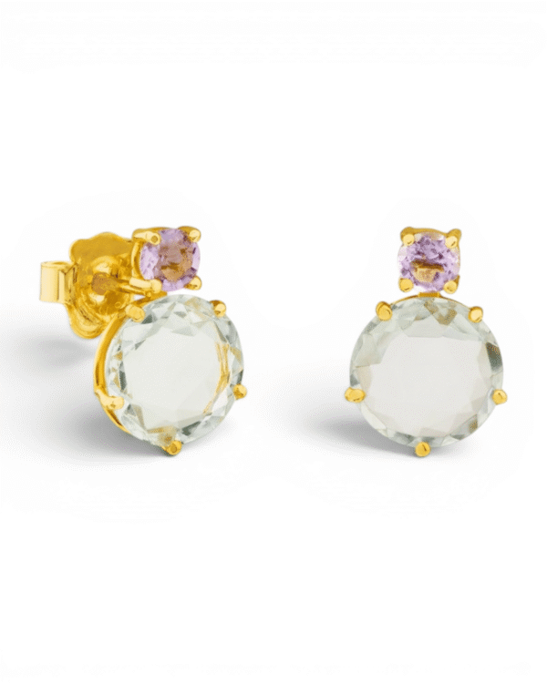 Tous aros ivette, dos piedras facetadas de distinto tamaño y color