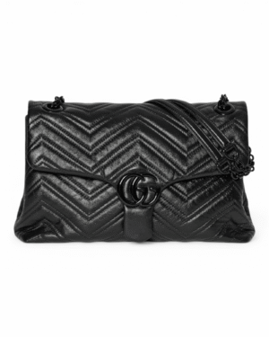 IMG_7343.png Gucci bolso gg marmont mediano negro, acolchado en v con solapa grande