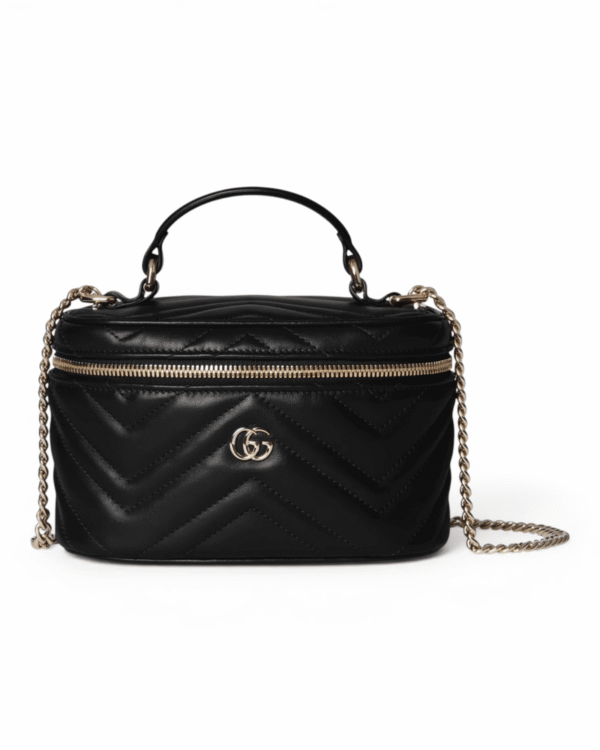 IMG_7349.png Gucci bolso neceser gg marmont negro, asa superior con cadena dorada