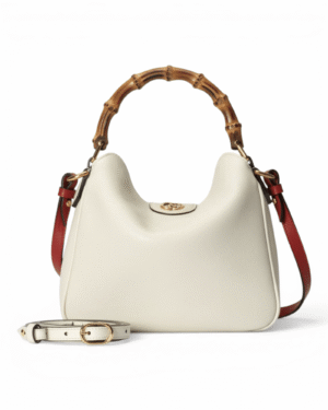 IMG_7403.png Gucci bolso diana blanco, silueta curva con asa de bambú