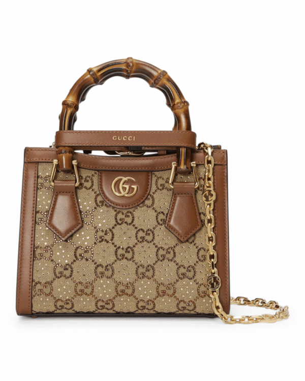Gucci bolso diana con brillantes, monograma gg con asas de bambú