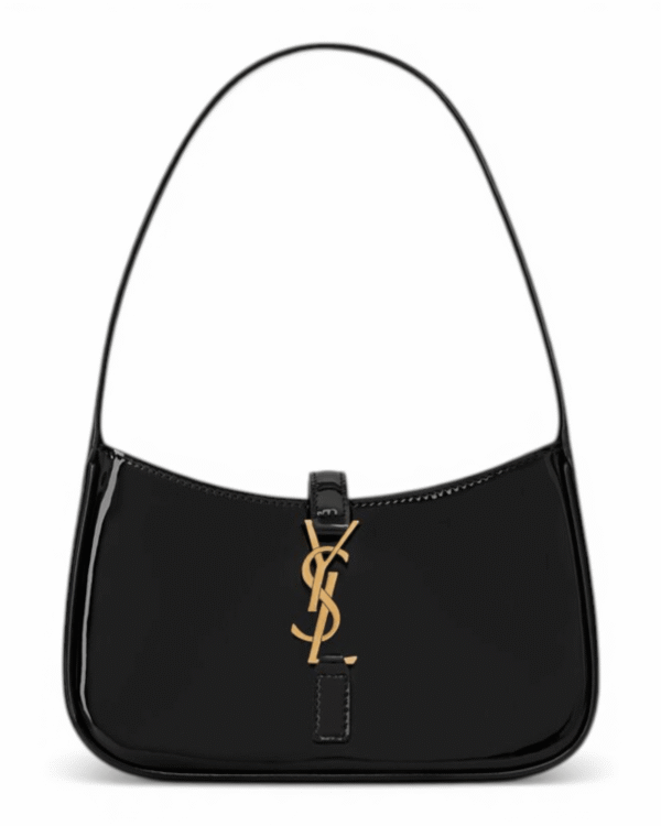 IMG_7588.png Yves saint-laurent bolso noir charol negro, brillo intenso con broche ysl dorado