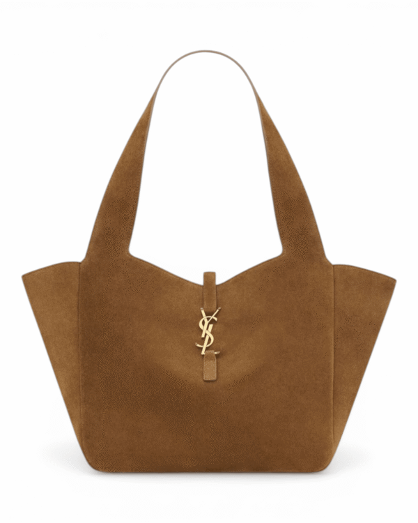 IMG_7601.png Yves saint-laurent bolso iconico le 5À 7 bea marrón, gamuza con asas largas