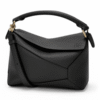 Loewe bolso puzzle negro, forma geométrica con costuras visibles