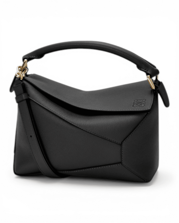 Loewe bolso puzzle negro, forma geométrica con costuras visibles