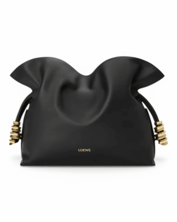 Loewe bolso de mano flamenco negro, cierre con cuentas de madera