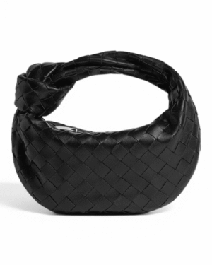 Bottega veneta bolso mini jodie negro, tejido trenzado con asa anudada