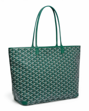 Goyard bolso artois mm verde, patrón chevron con asas largas