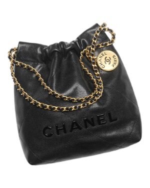 PhotoRoom_000_20240110_172224.jpg Chanel bolso mini chanel 22 negro, cuerpo suave con cordon y medallon colgante