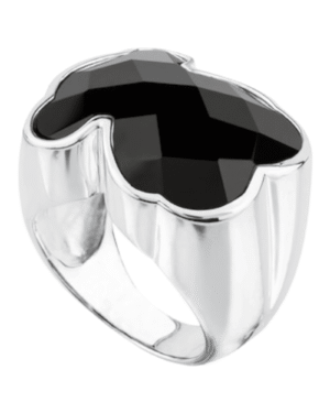 PhotoRoom_005_20221004_193413.png Tous anillo onix plateado, piedra facetada en silueta de trébol