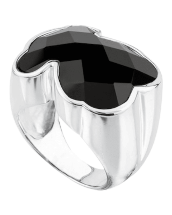 PhotoRoom_005_20221004_193413.png Tous anillo onix plateado, piedra facetada en silueta de trébol