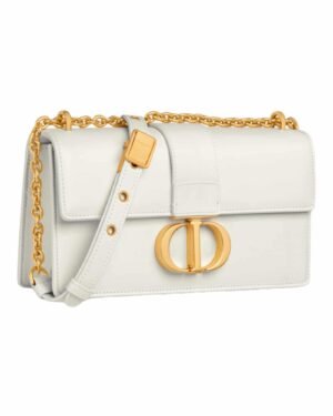 Dior bolso 30 montaigne blanco, broche cd dorado con cadena