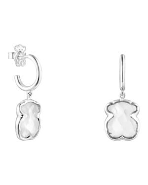 PhotoRoom_188_20230409_121259.jpg Tous aros sweet dolls blancos, osito colgante en tono plateado