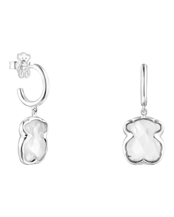 PhotoRoom_188_20230409_121259.jpg Tous aros sweet dolls blancos, osito colgante en tono plateado