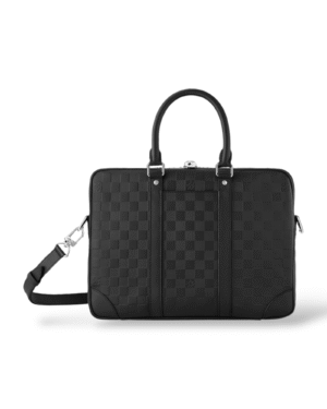 Photoroom_000_20250330_214009.png Louis vuitton maletín voyage nm negro, patrón a cuadros con paneles verticales oscuros