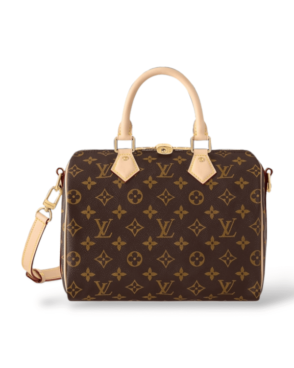 Louis vuitton bolso speedy bandoulière 25 cafe, patron monograma clasico con asas claras