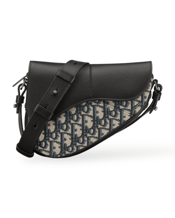 Photoroom_000_20250413_200731.png Dior bolso saddle oblique hombre negro, patron jacquard con solapa lisa contrastante