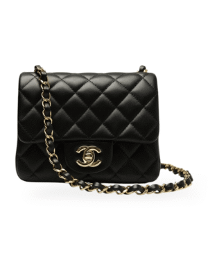 Photoroom_001_20250413_212824.png Chanel bolso clásico mini negro, acolchado en rombos con cadena y broche dorado