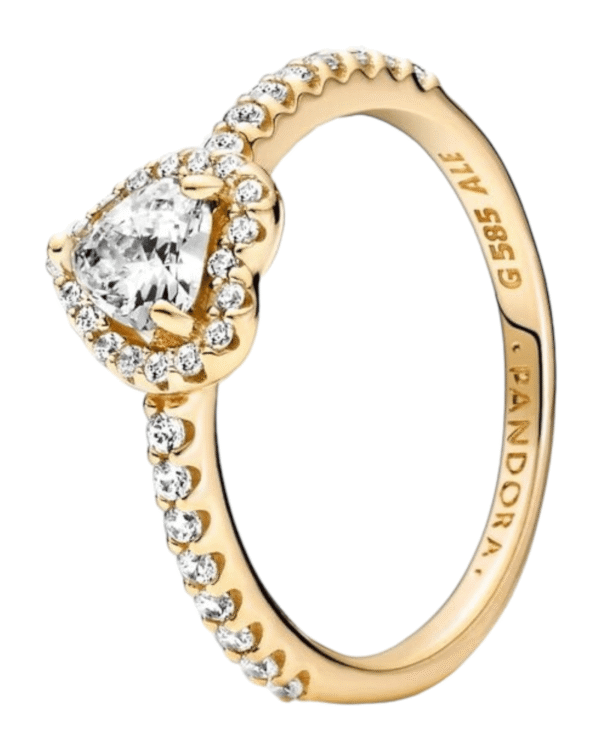 Pandora Anillo de Corazón Dorado con circonita blanca
