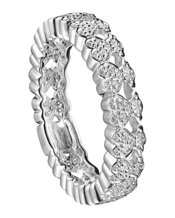 Tous anillo puppies plateado, banda con ositos de circonitas repetidos