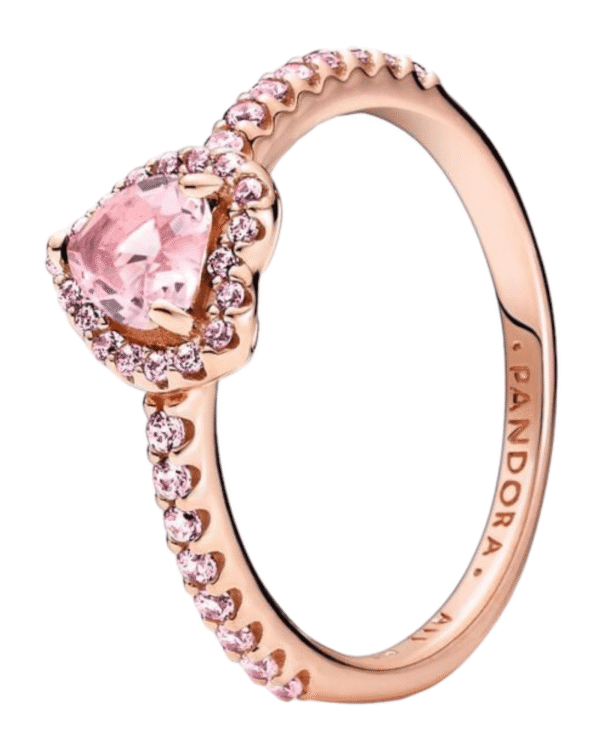 Pandora Anillo de Corazón Rosado con circonita rosa