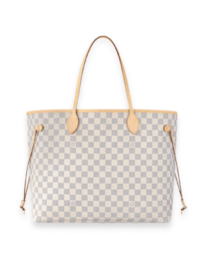 Louis vuitton bolso neverfull damier azur rose gm, cuadros claros con asas en tono claro